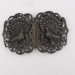 Vintage 2 Piece Peacock Belt Buckle
